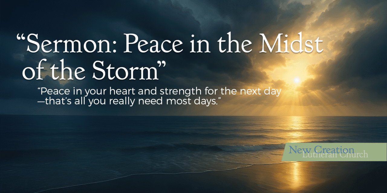 Creation Series: Peace in the Midst of the Storm – Transcript